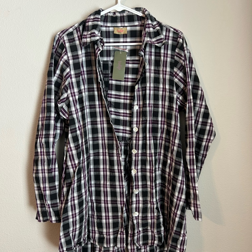 Women’s Tulip Brand Tunic Lagenlook Shirt Button Up Top Boho Size Medium